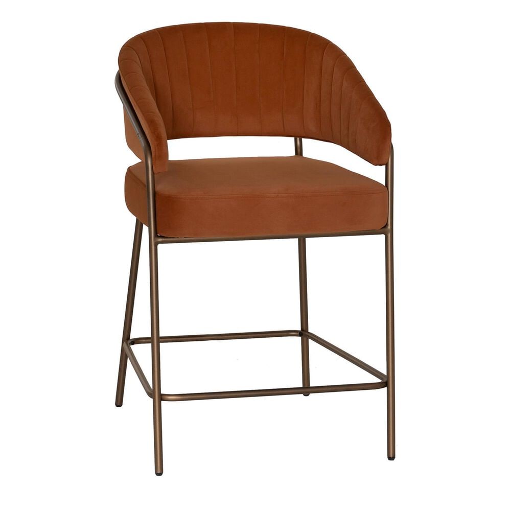 Linden Boulevard Prestwick Counter Stool with Camel Cushion in Antique Bronze, , large