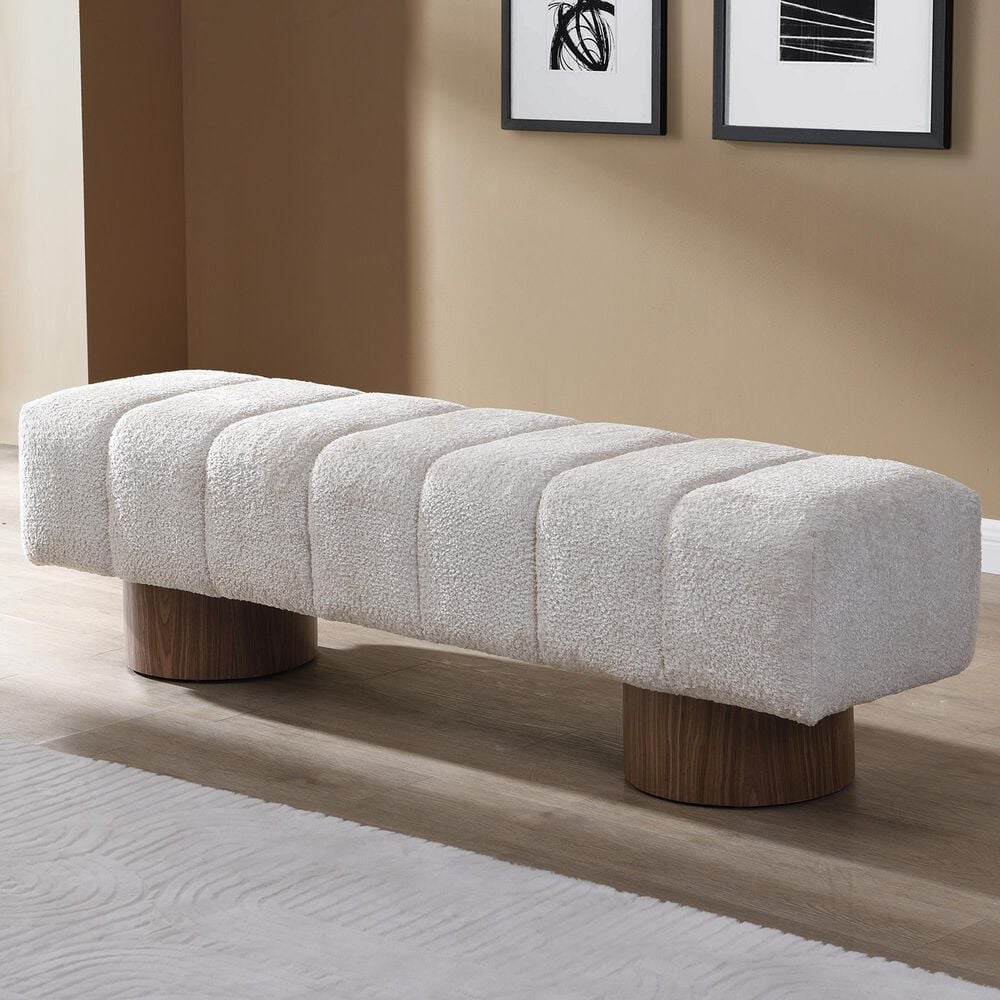Hearth and Haven 64" Upholstered Dining Bench with Feet Pads in Beige, , large