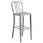 Flash Furniture 5-Piece Metal Bar Table Set with Backed Stools in Silver, , large
