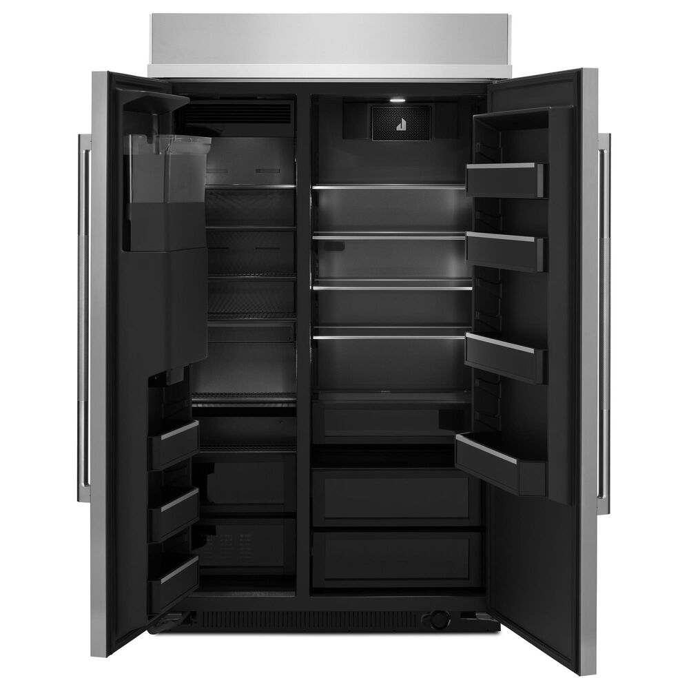 JennAir Rise 29.4 Cu. Ft. Built-In Side-By-Side Refrigerator with External Ice and Water Dispenser in Stainless Steel and Obsidian Black, , large
