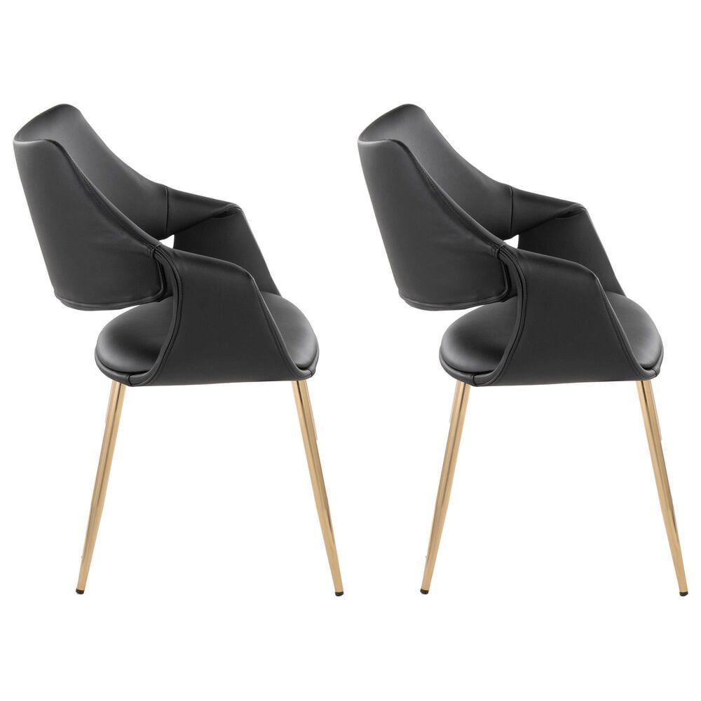 Lumisource Curvo Arm Chair with Black Upholstered in Gold &#40;Set of 2&#41;, , large