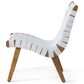 Hearth and Haven 3-Piece Outdoor Chat Set with Teak Slat-Top Side Table in White, , large