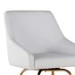 LumiSource Hannah Swivel Bar Stool with White Faux Leather Upholstery in Gold (Set of 2), , large