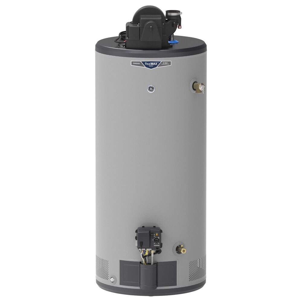 GE Appliances RealMAX Choice 40-Gallon Short Natural Gas Power Vent Low-NOx Water Heater in Gray, , large