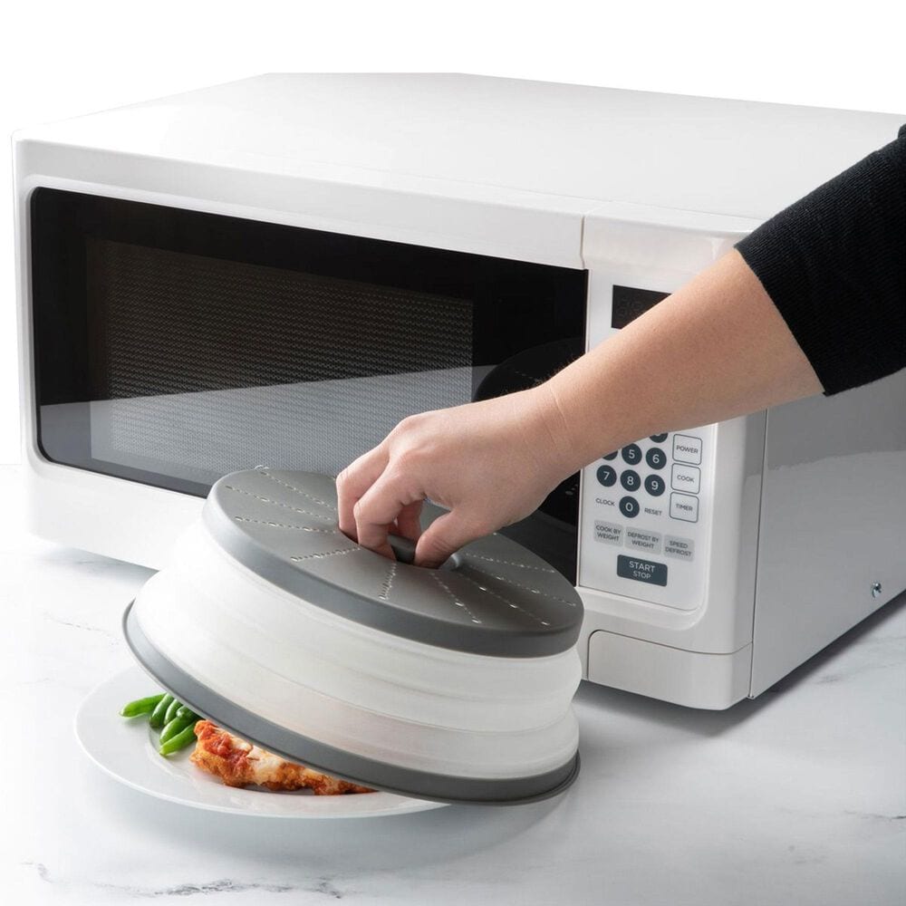 HIC Kitchen Collapsible Microwave Food Cover in Black and White, , large