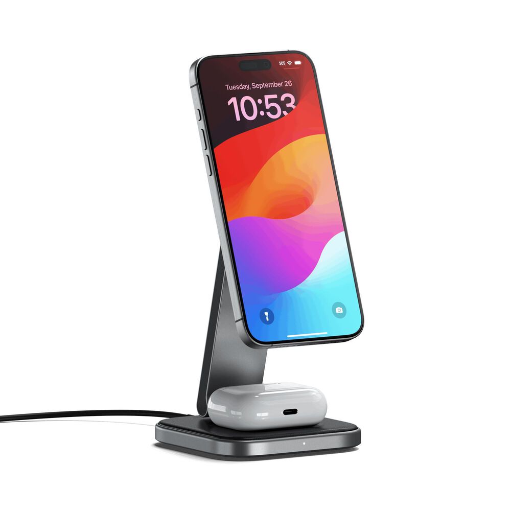 Satechi 2-in-1 Foldable Qi2 Wireless Charging Stand in Space Gray, , large