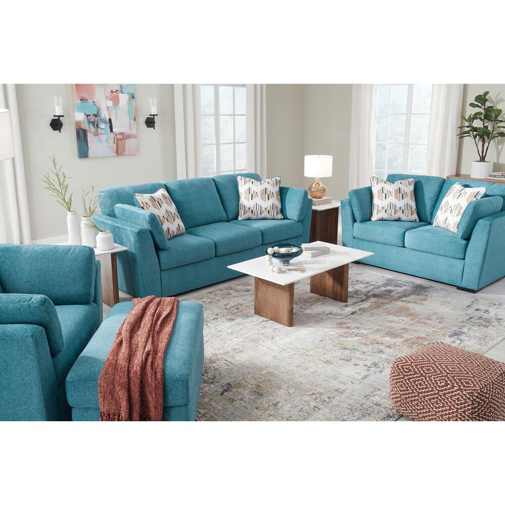 Ashley Keerwick Stationary Queen Sofa Sleeper in Teal, , large