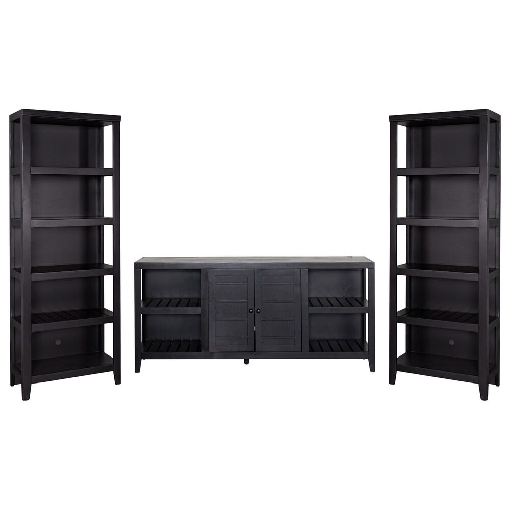 Cal-Baja Furniture Tempo 3-Piece Entertainment Center with 72" Console in Black, , large