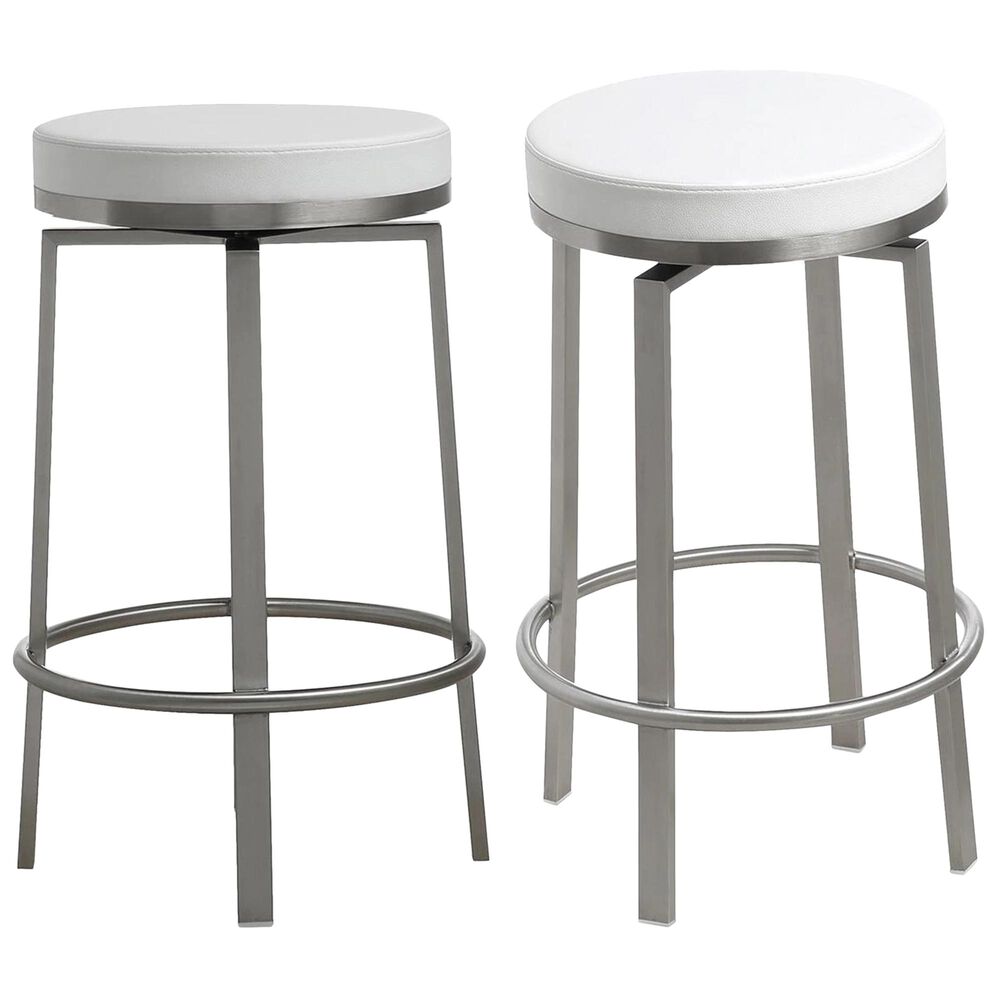Tov Furniture Pratt Swivel Counter Stool in White (Set of 2), , large