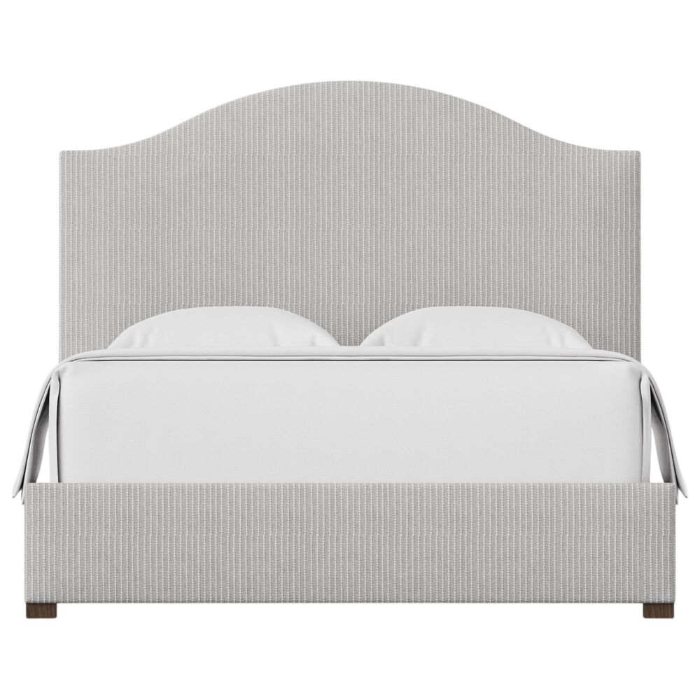 Viceray Collections Emily King Upholstered Panel Bed with Arched Headboard in Grey Stripe, , large