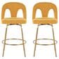 LumiSource Ava Swivel Counter Stool with Yellow Fabric Upholstery in Gold (Set of 2), , large