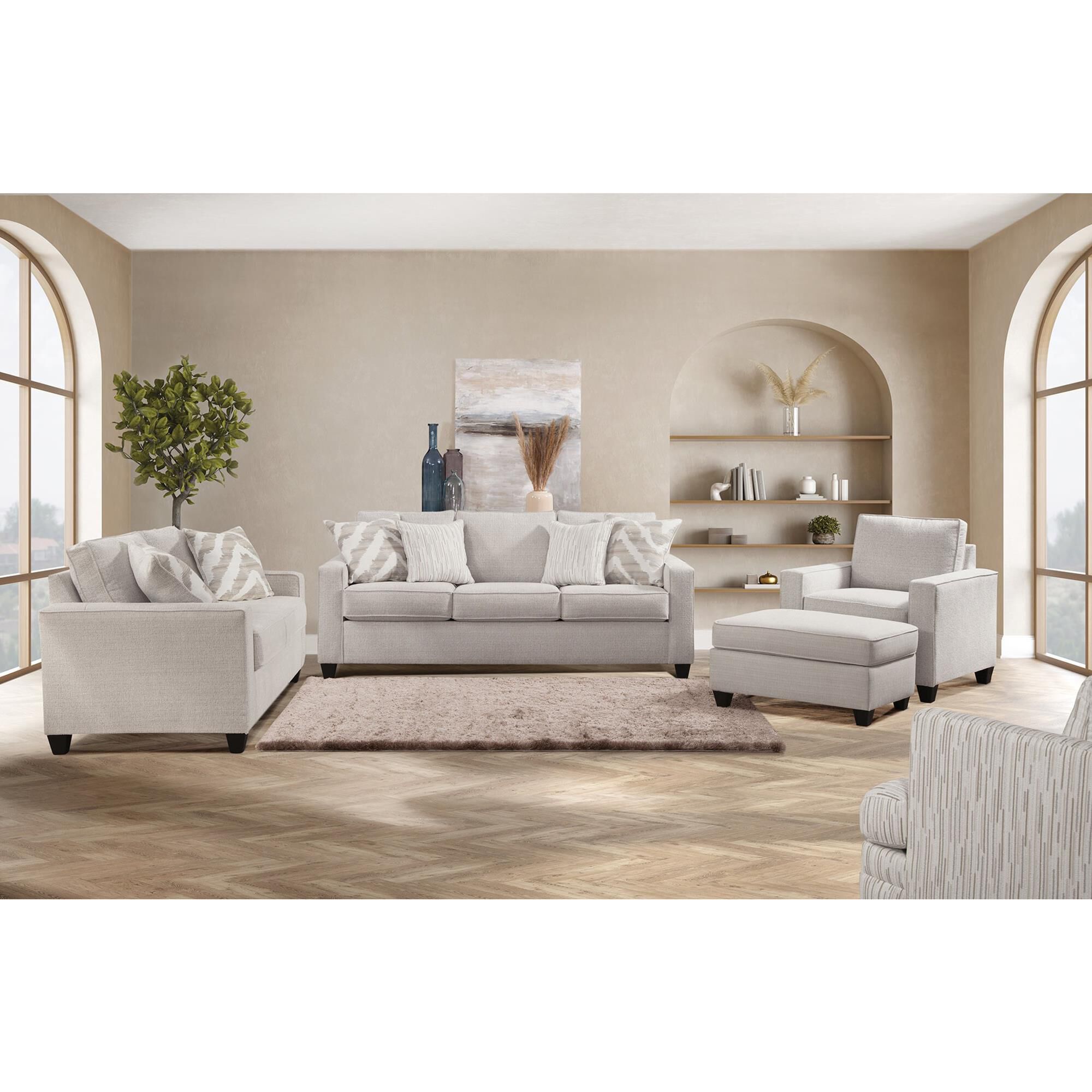 Northwestern Carmine Stationary Sofa in Pebble