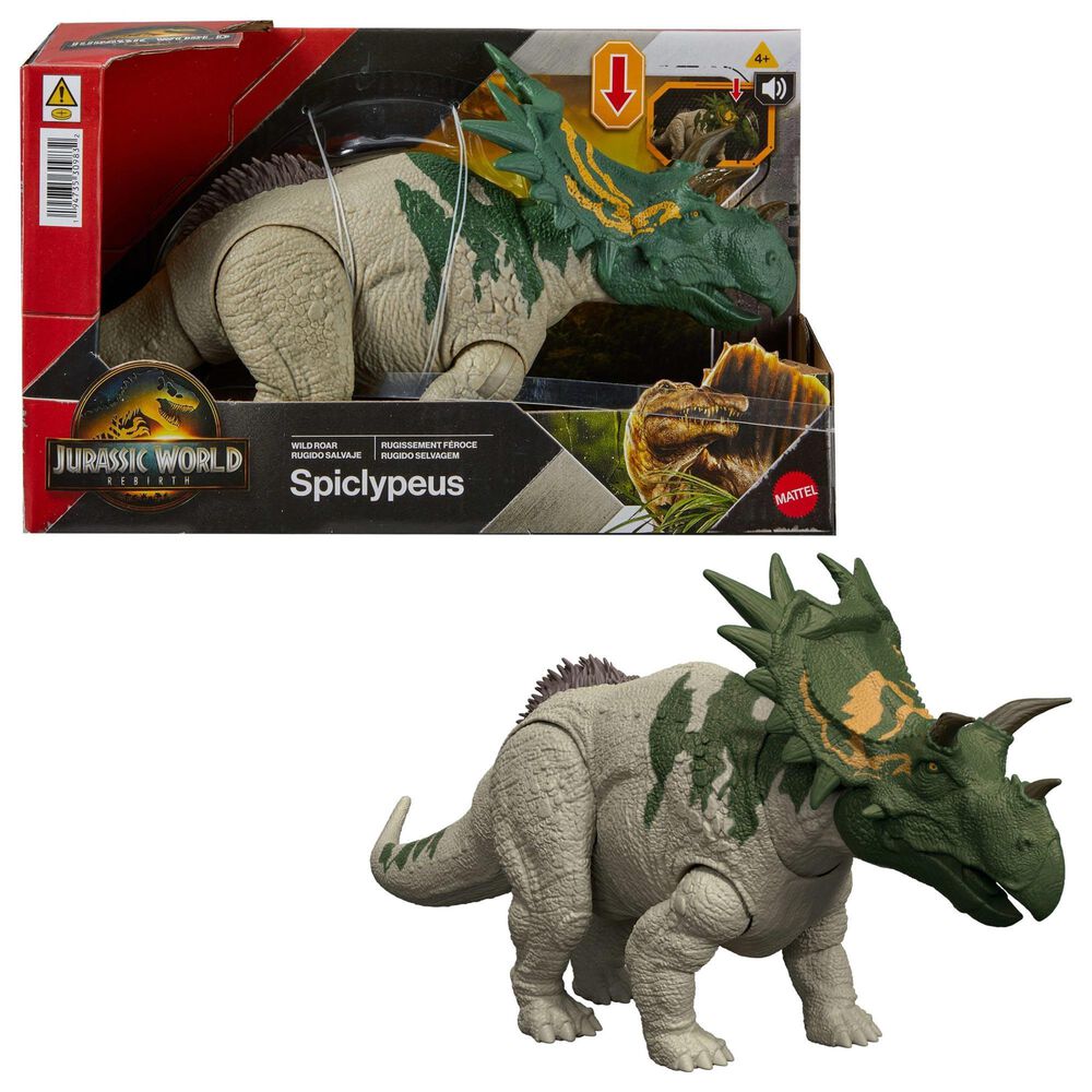Jurassic World Spiclypeus Wild Roar Dinosaur Action Figure in Green, , large