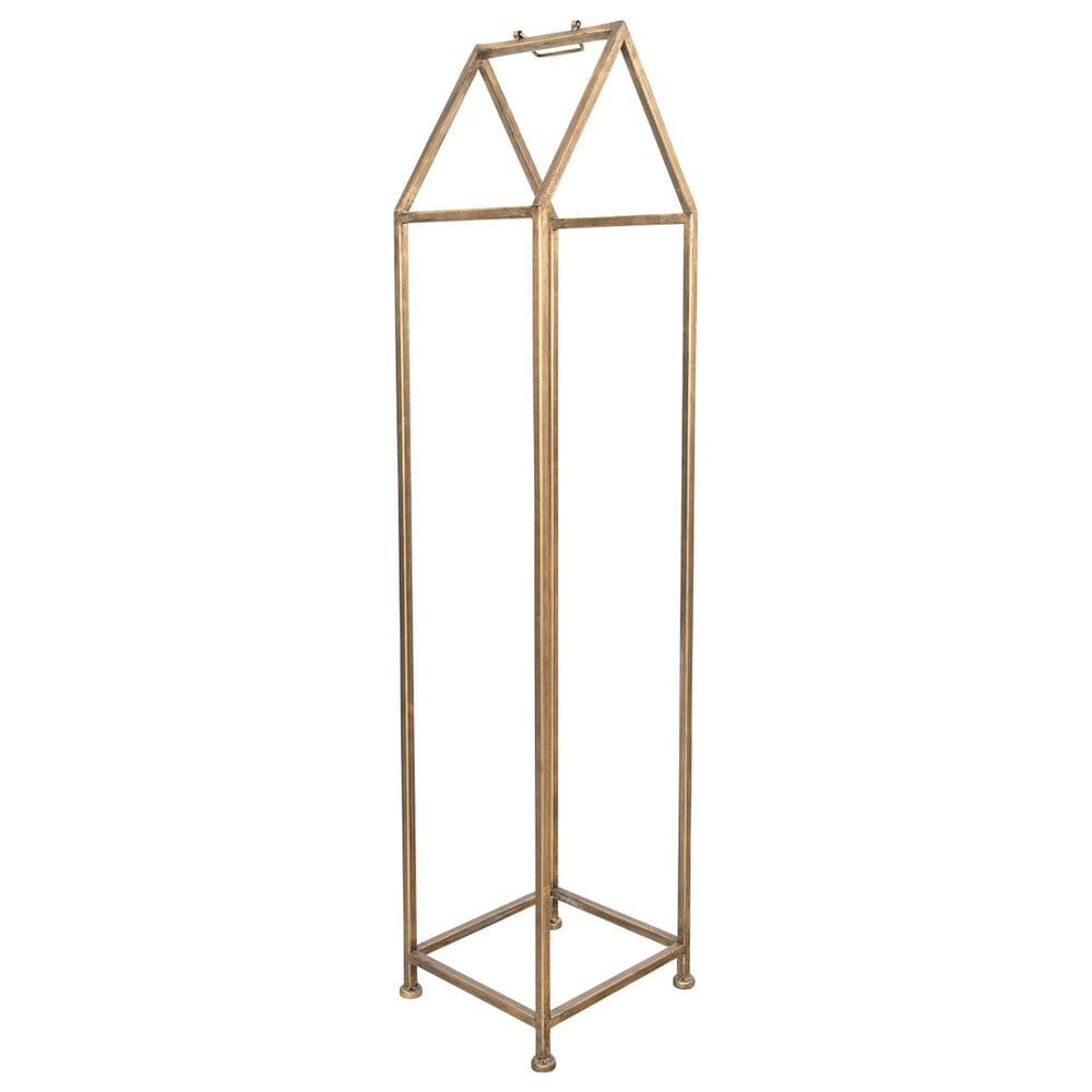 Creative Coop Metal House Shaped Fire Wood Holder with Handle in Gold, , large