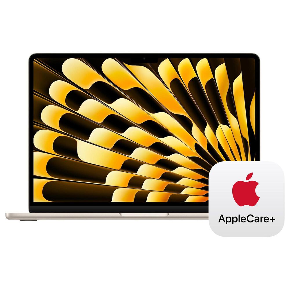 Apple MacBook Air 13.6" Laptop - Apple M4 chip 10-core CPU - 24GB RAM - 10-core GPU - 512GB SSD in Starlight with 3-Year AppleCare+, , large