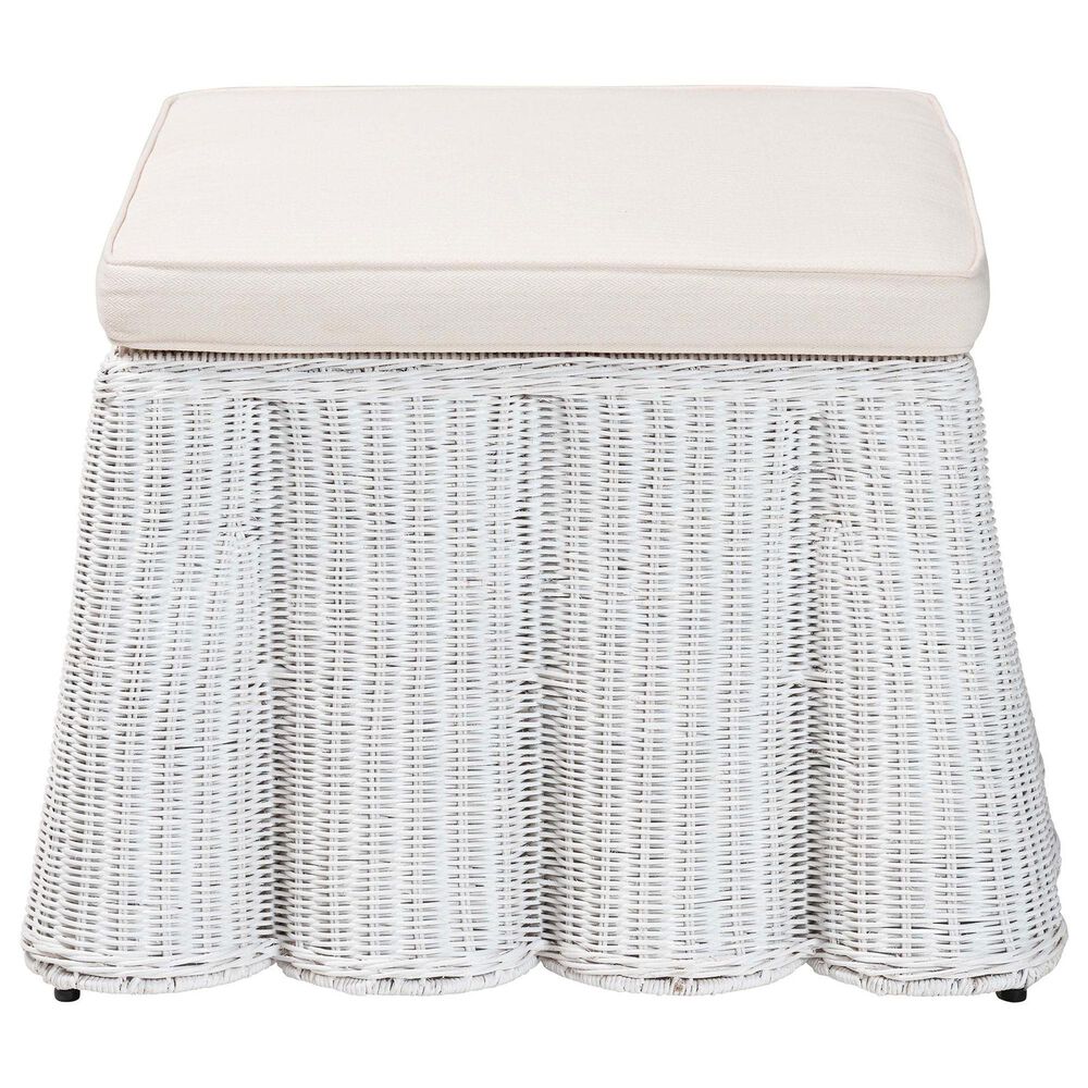 Baxton Studio Palm 27" Square Ottoman in White, , large