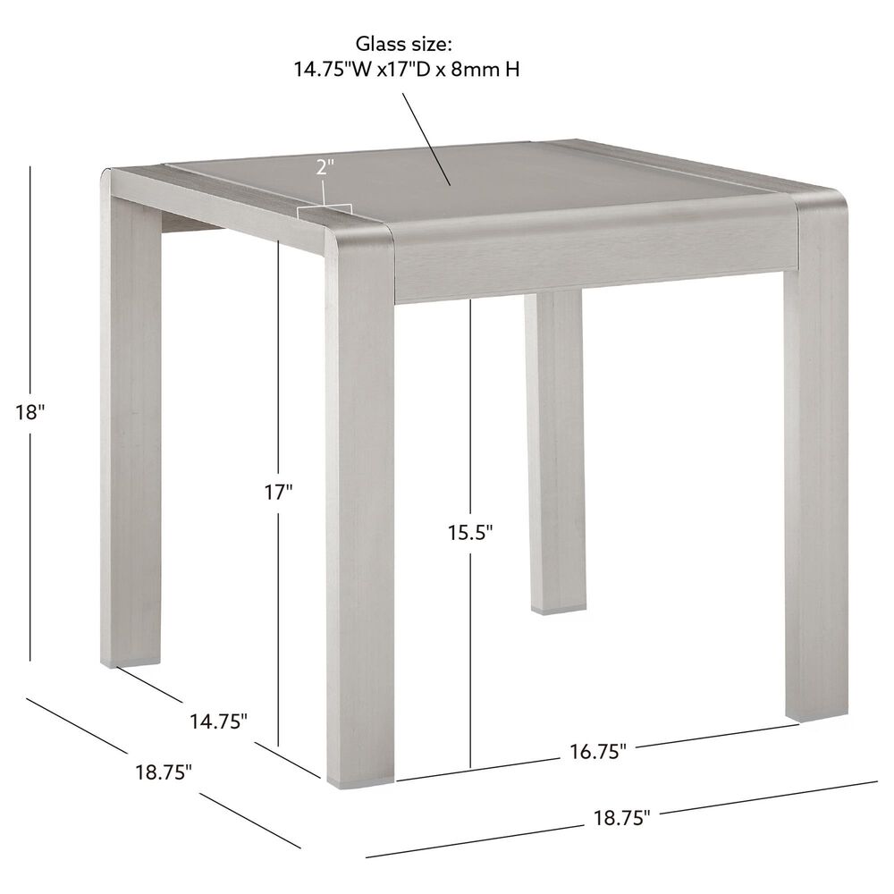 Linon Home Decor Karah Outdoor Anodized Side Table in Grey, , large