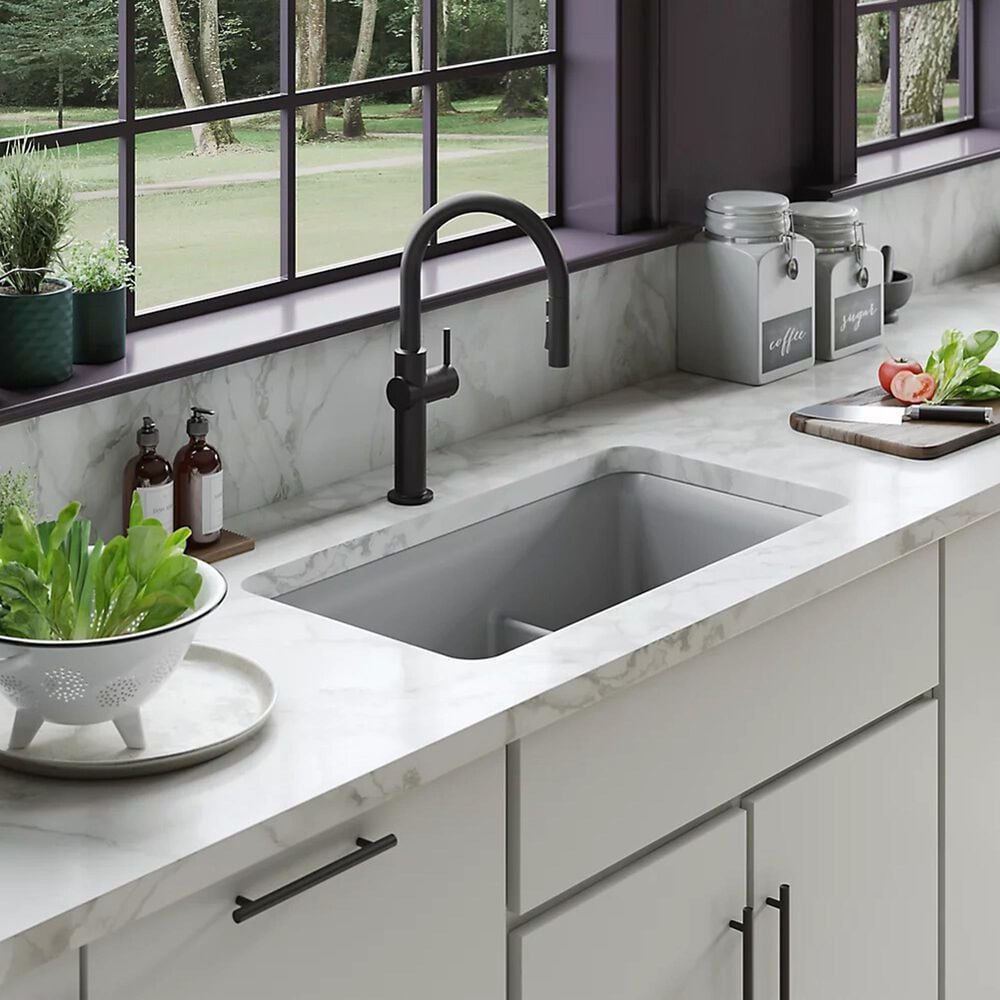 Kohler Cairn Smart Divide 33.5&quot; Undermount Double-Bowl Kitchen Sink in Matte Grey, , large
