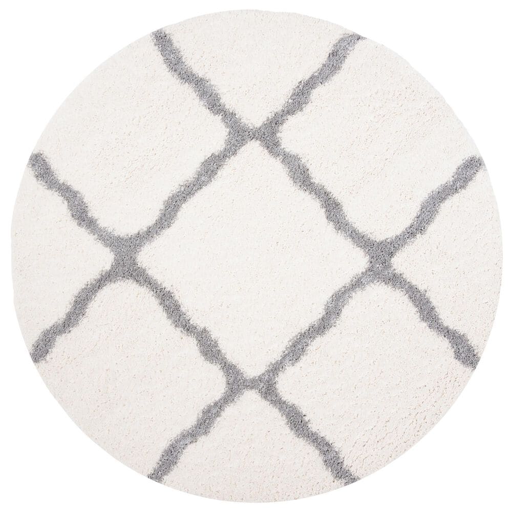 Safavieh Parma Shag PMA521A 6"7" Round Cream and Grey Area Rug, , large