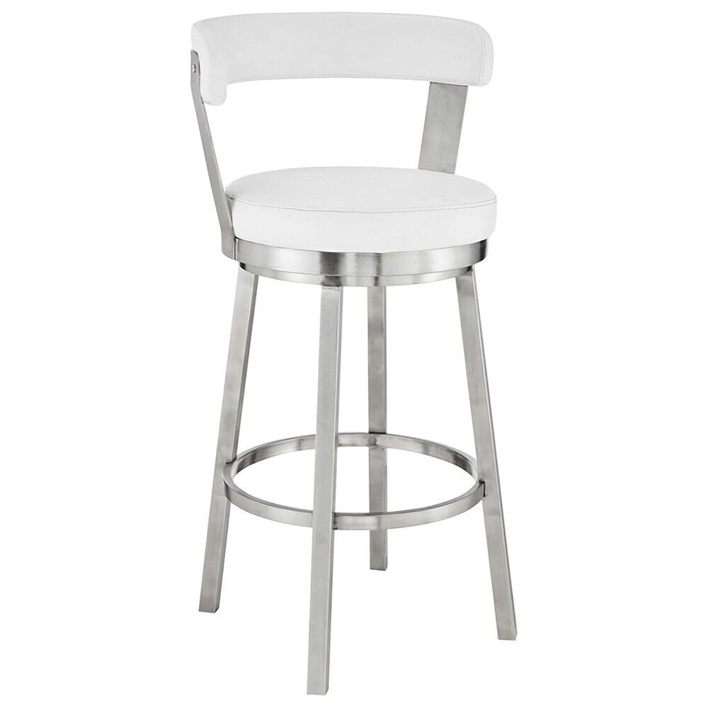 Blue River Bryant 30" Swivel Barstool with White Cushion in Stainless Steel, , large