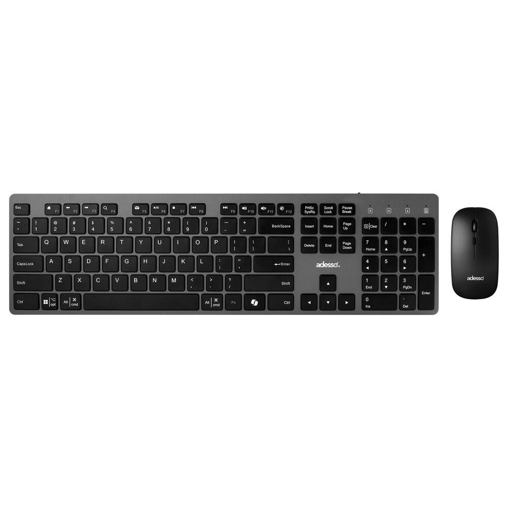 Adesso Wireless Scissor Switch Desktop Copilot Keyboard and Mouse Combo in Black and Grey, , large