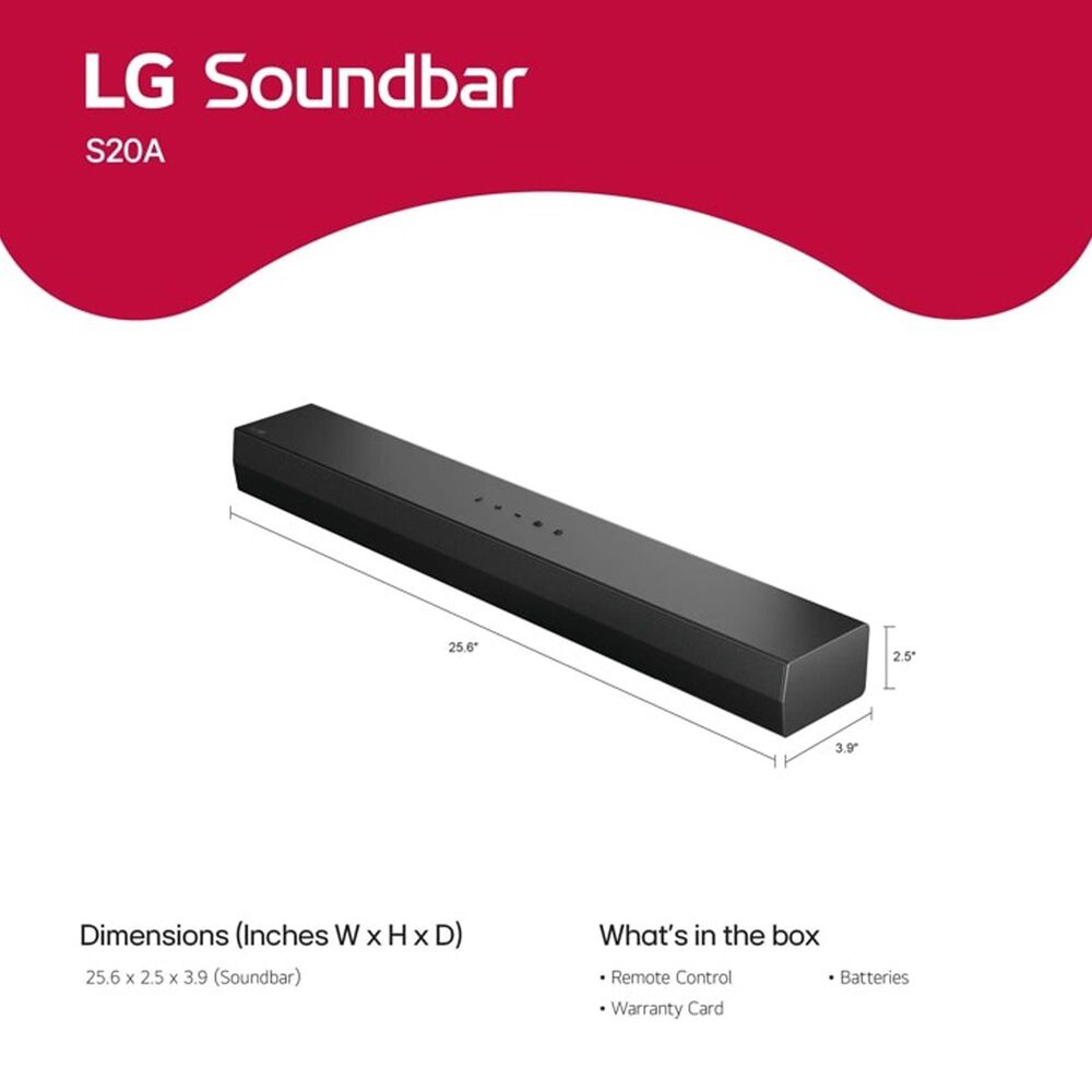 LG 2.0 Channel Soundbar for TV with Dolby Audio in Black, , large