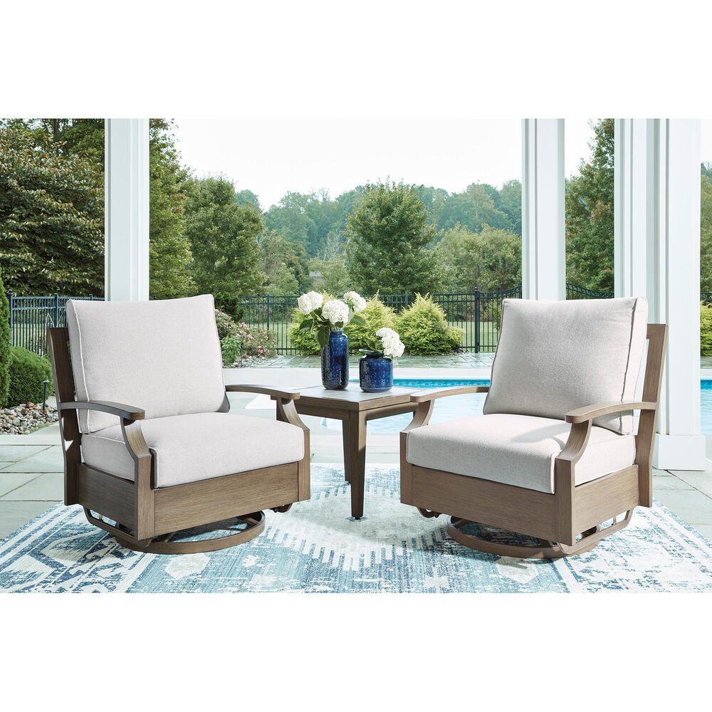Ashley Rainier Ranch Patio Square End Table in Brown and Beige, , large