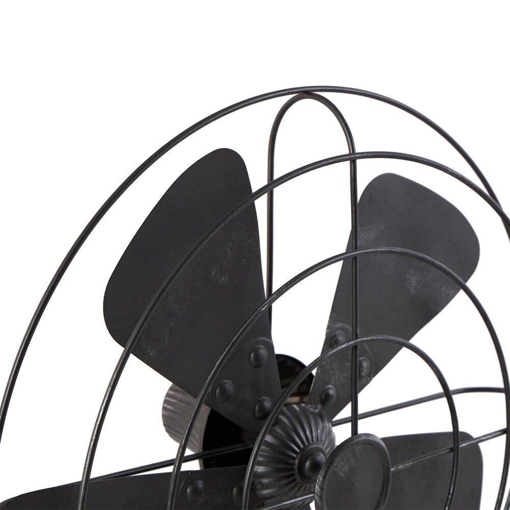 Maple and Jade Metal Fan Decorative Sculpture in Weathered Black, , large