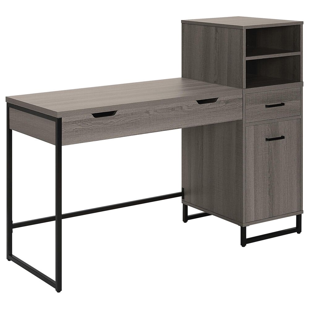 OSP Home Hagney Lane Sit-To-Stand Desk in Farm Oak and Black, , large