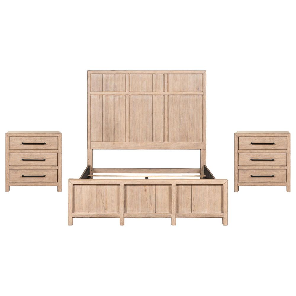 Belle Furnishings Proximity Place Queen Panel Bed with Two Nightstands in Barley Buff, , large