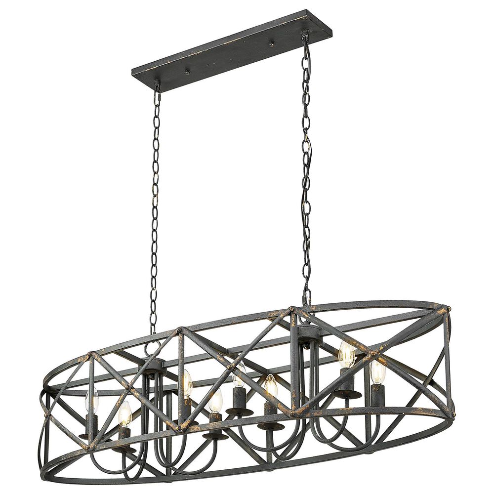 Golden Lighting Alcott 8-Light Linear Pendant in Antique Black and Gold, , large