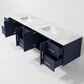 Lexora Home Geneva 84" Double Bathroom Vanity in Navy Blue with 2 cm White Carrara Marble Top and Rectangular Sinks, , large