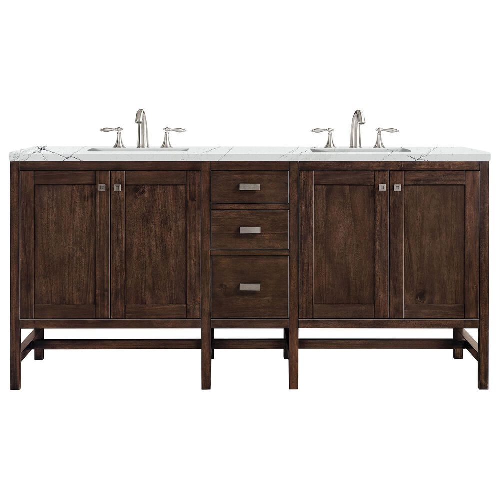 James Martin Vanities Addison 72" Double Bathroom Vanity in Mid Century Acacia with 3 cm Ethereal Noctis Quartz Top and Rectangular Sinks, , large