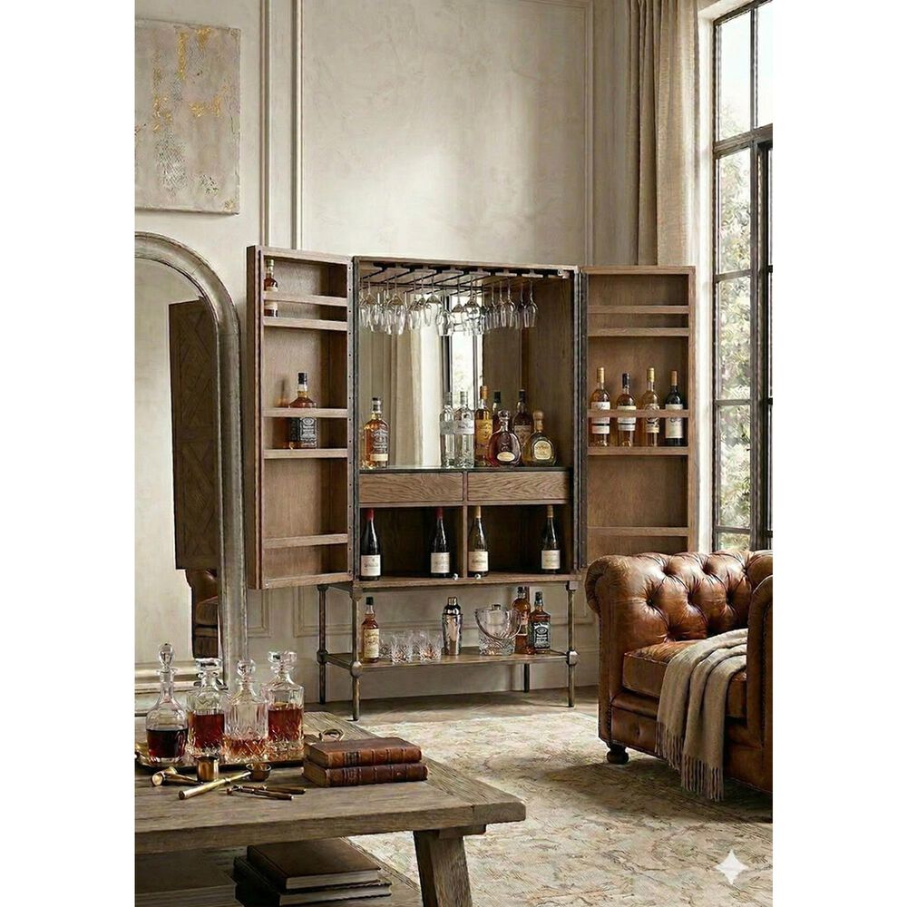 Wycliff Bay Wynne Lattice Bar Cabinet in Spice, , large