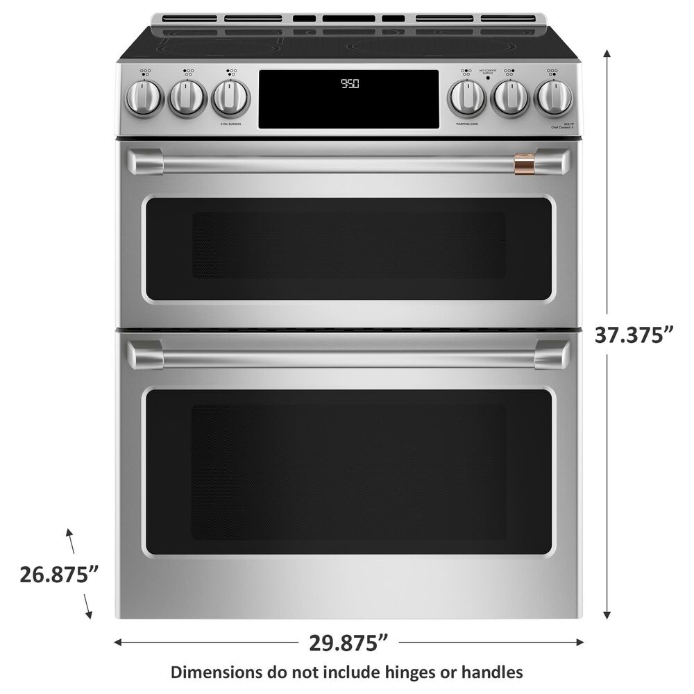 Cafe 30&quot; Slide-In Front Convection Double Oven Range in Stainless Steel, , large
