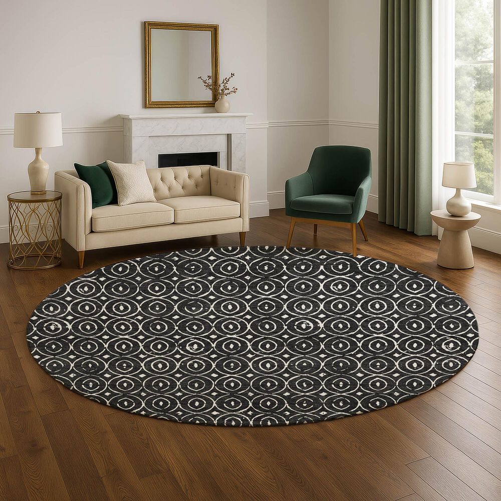 Dalyn Rug Company The Reserve TR12 Black 8&#39; Round Indoor/Outdoor Area Rug, , large