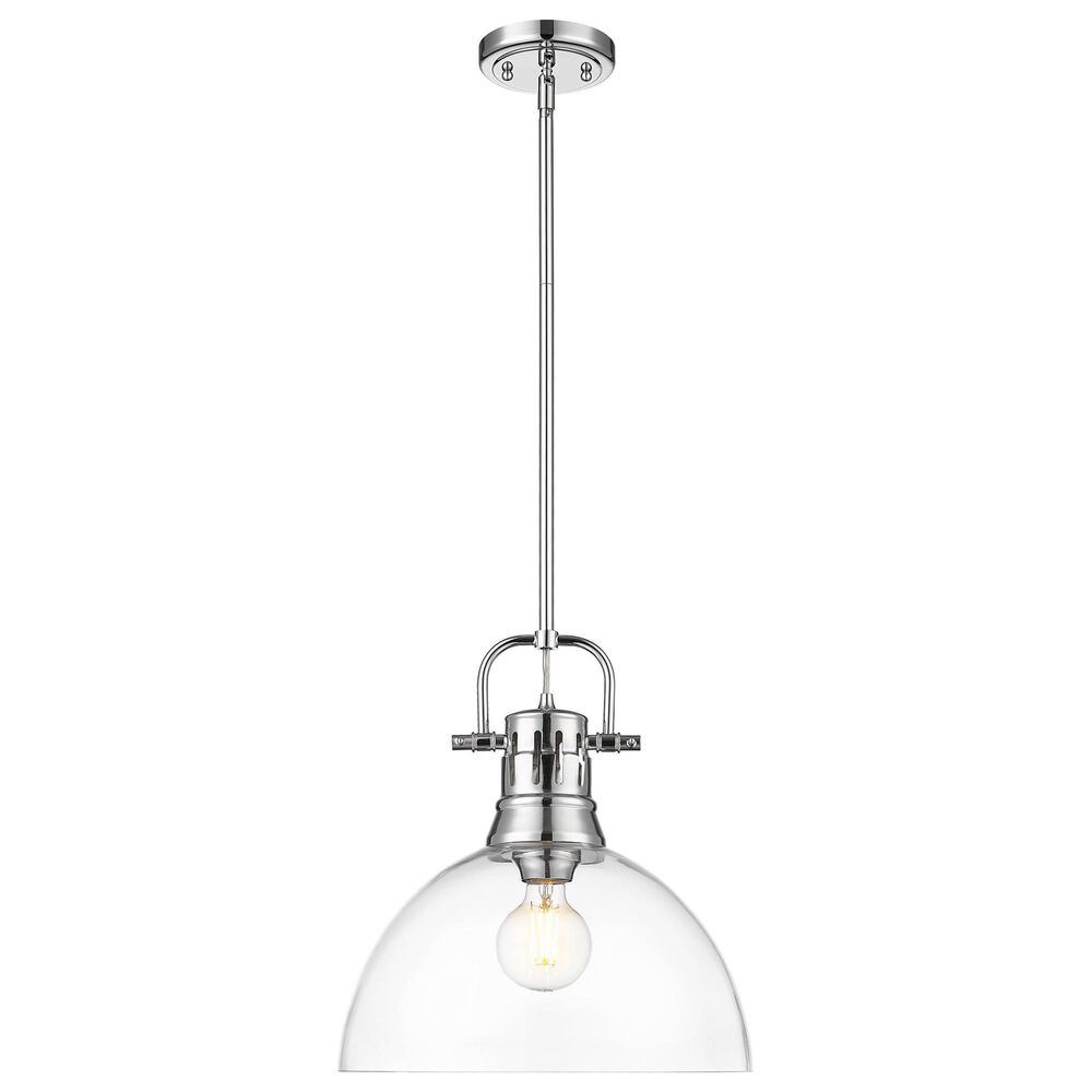 Golden Lighting Duncan 1-Light Pendant with Rod and Clear Shade in Chrome, , large
