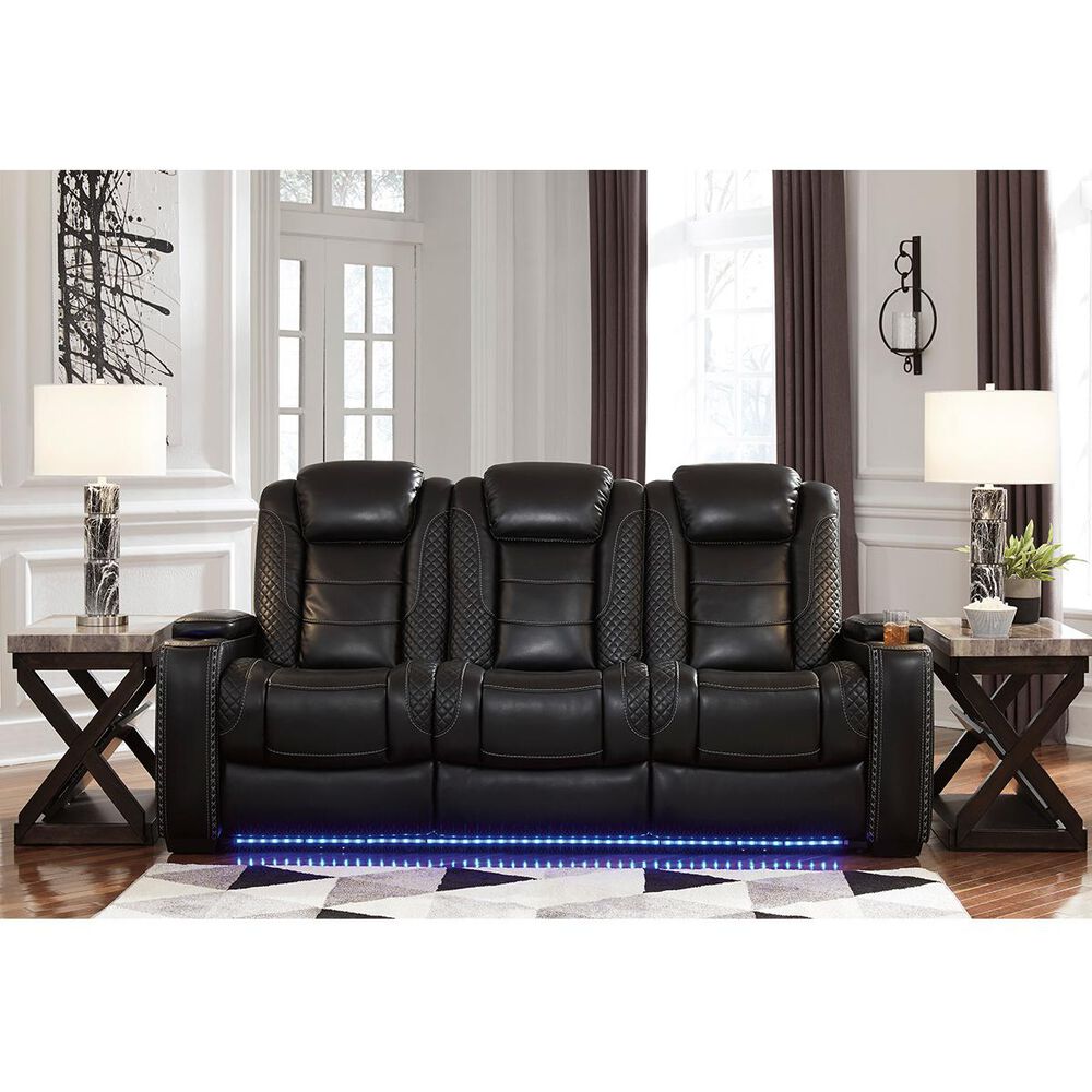 Signature Design by Ashley Party Time Power Reclining Sofa with Power Headrest in Midnight, , large