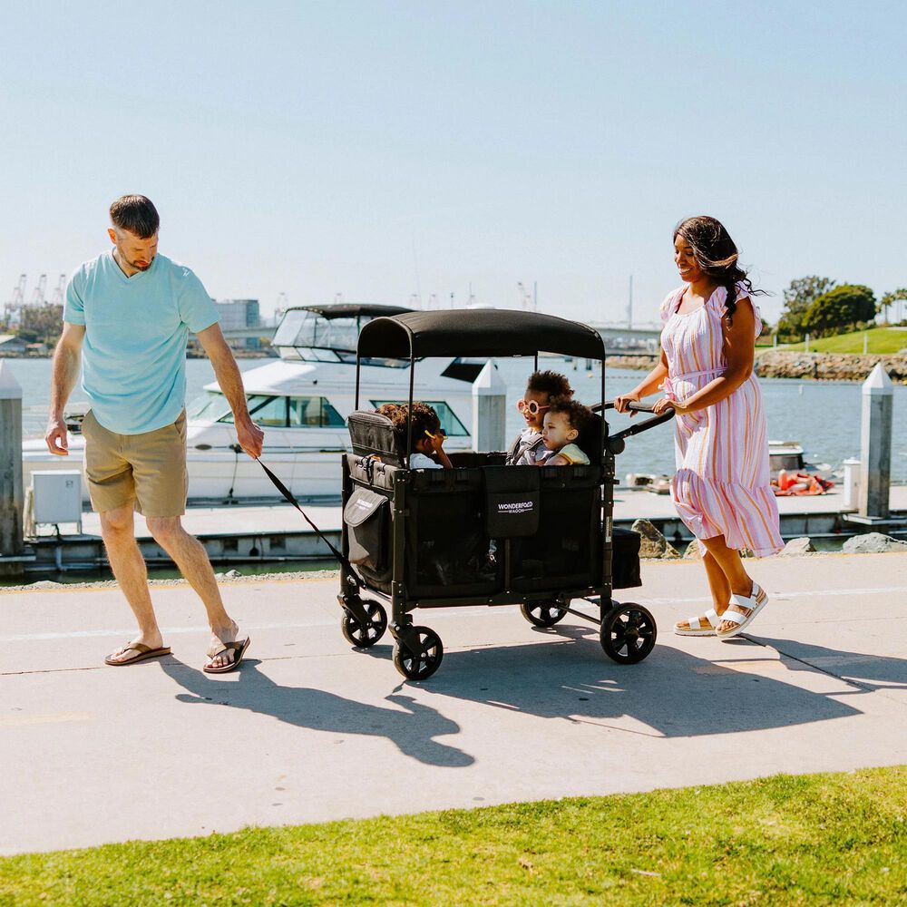 Wonderfold Elite Quad Stroller Wagon in Volcanic Black, , large