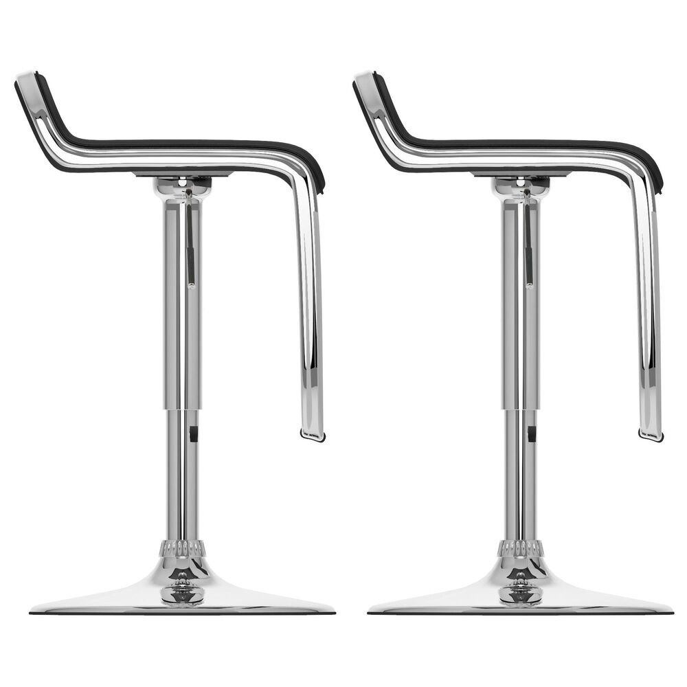 CorLiving Modern Adjustable Foot Rest Barstool with Black Cushion &#40;Set of 2&#41;, , large