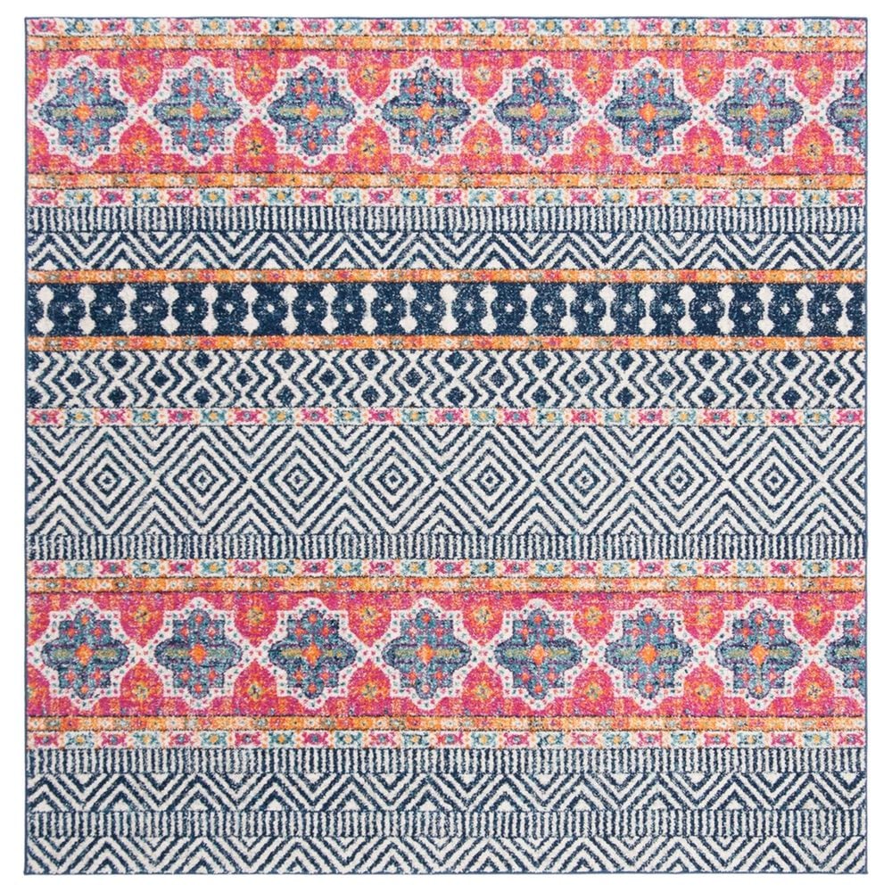 Safavieh Madison MAD797N 4" Square Navy and Ivory Area Rug, , large