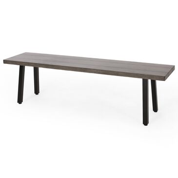 Noble House Pointe Patio Dining Bench in Grey and Black, , large