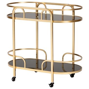 Baxton Studio Leighton 2-Tier Wine Cart in Gold, , large