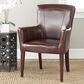 Safavieh Dale Leather Arm Chair in Brown, , large