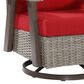 Sunwell Garden Patio Outdoor Swivel Chair with Light Gray Wicker in Red, , large