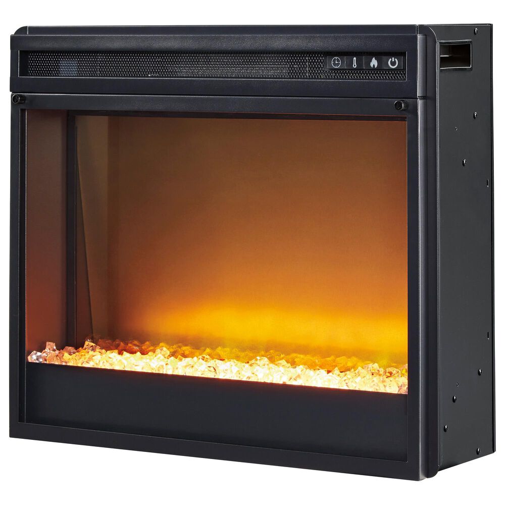 Ashley Wildenauer 76" TV Stand with Electric Fireplace in Rich Brown and Warm Satin Black, , large