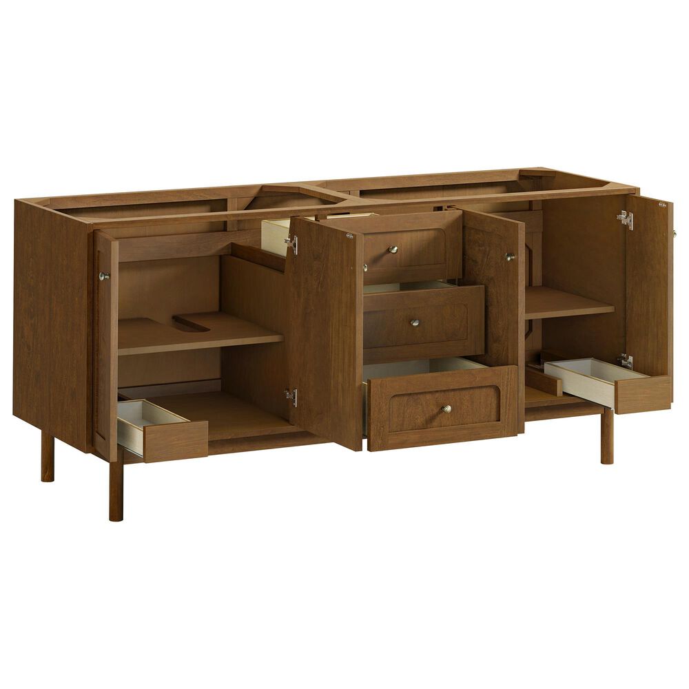 James Martin Laurent 72" Double Bathroom Vanity in Honey Oak with 3 cm Carrara Marble Top and Rectangular Sinks, , large