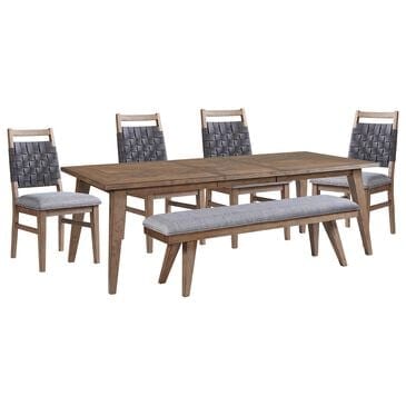 Hawthorne Furniture Oslo 6-Piece Rectangular Dining Set with 24" Leaf in Weathered Chestnut, , large