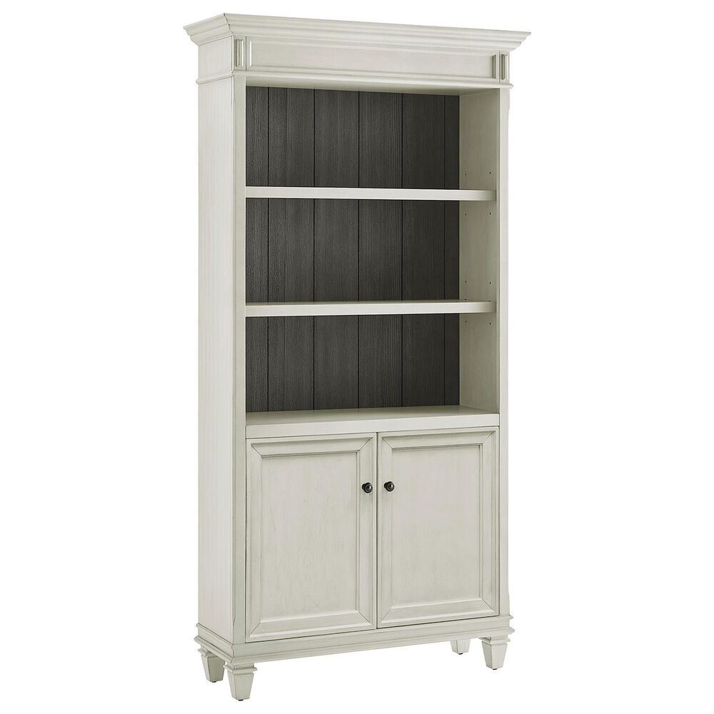 Wycliff Bay Hartford 3-Piece L-Shaped Desk with Bookcase Set in Antique White and Gray, , large