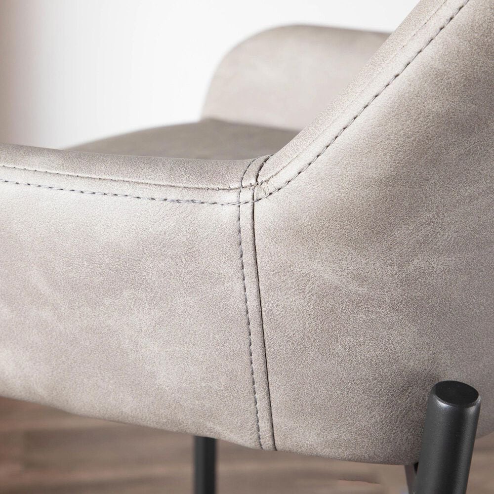 LumiSource Daniella 24" Counter Stool with Grey Upholstery in Black (Set of 2), , large